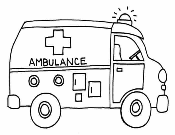 Dibujo de Ambulancia Imprimible para Colorear