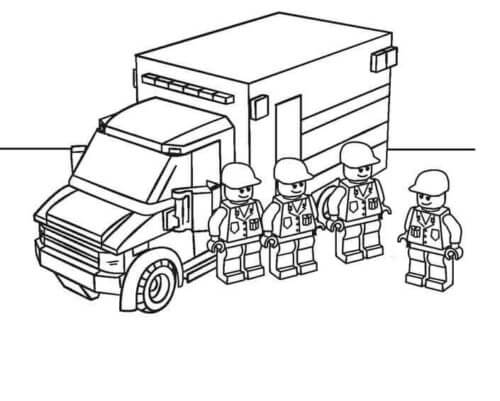 Dibujo de Ambulancia Lego para Colorear