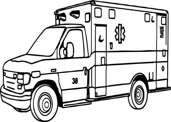 Dibujo de Ambulancia Simple para Colorear