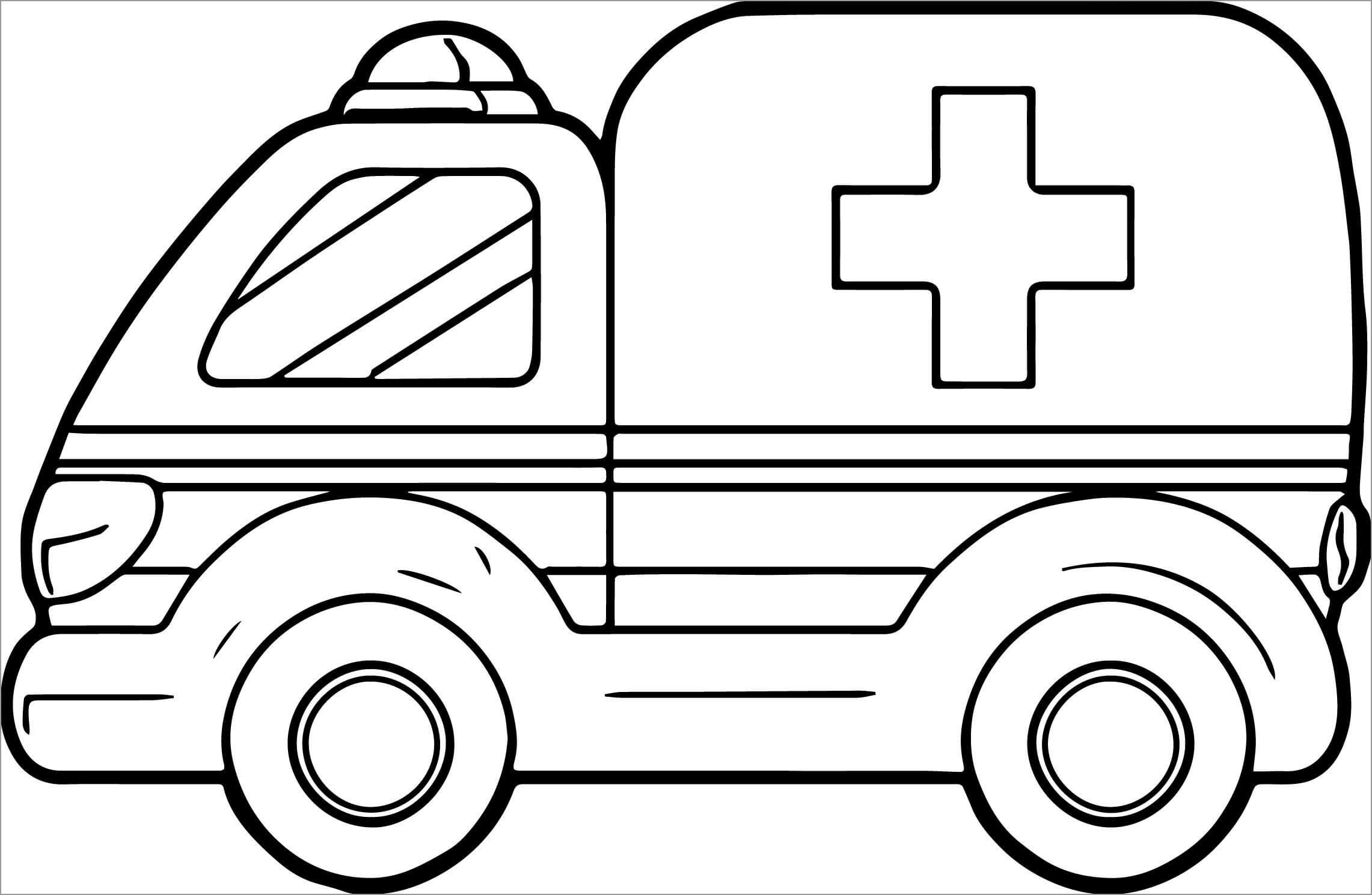 Dibujo de Ambulancia de Dibujos Animados para Colorear