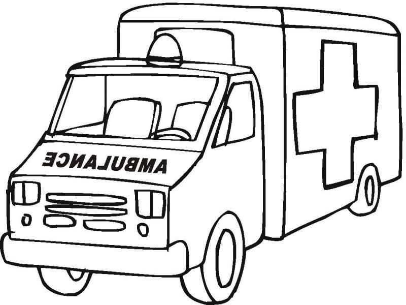 Dibujo de Bonita Ambulancia para Colorear