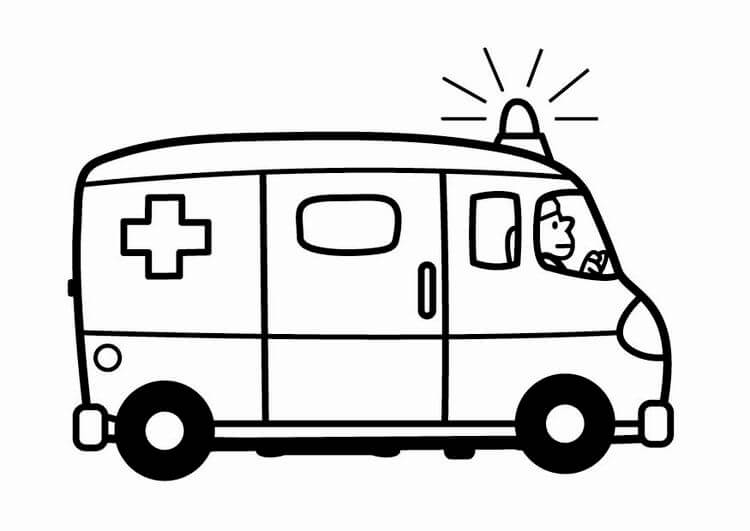 Dibujo de Hombre Conduciendo Ambulancia para Colorear