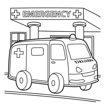 Dibujo de Linda Ambulancia para Colorear