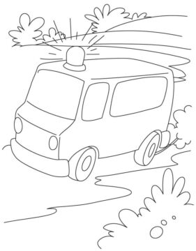 Dibujo de Los Vehculos de Ambulancia Estn en Situaciones de Emergencia para Colorear
