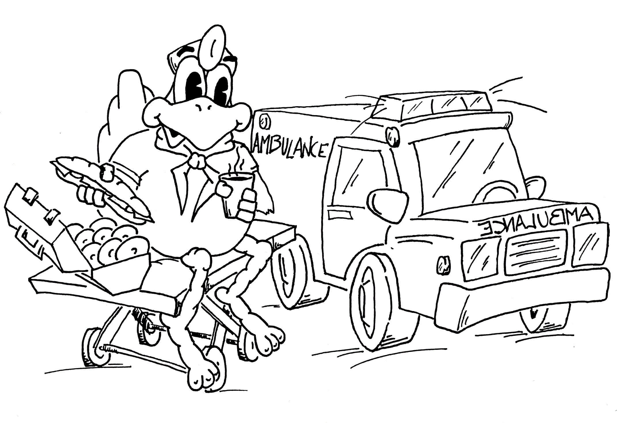 Dibujo de Turqua con Ambulancia para Colorear