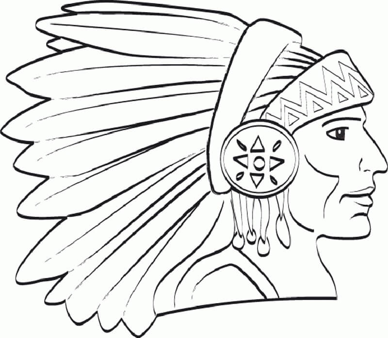 Dibujo de Jefe de Nativos Americanos para Colorear