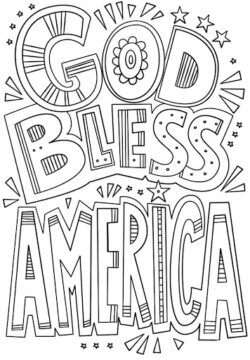 Dibujo de Texto Dios Bendiga Amrica para Colorear