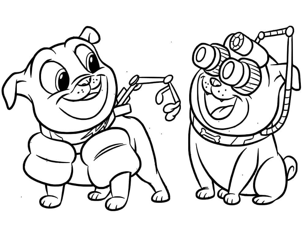 Dibujo de Bingo y Rolly con Gears para Colorear
