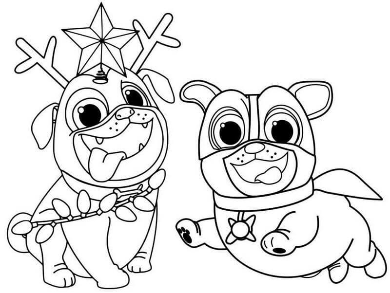 Dibujo de Bingo y Rolly Contento para Colorear