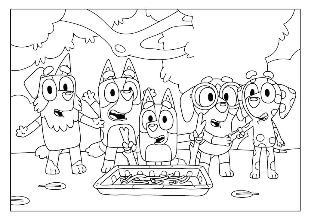 Dibujo de Amigos Azules para Colorear