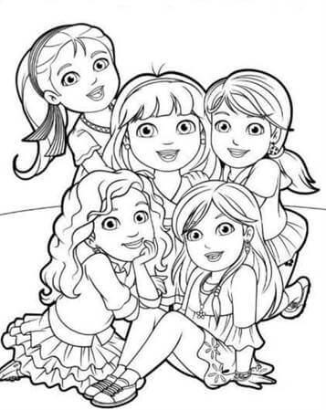 Dibujo de Cinco Amigas para Colorear