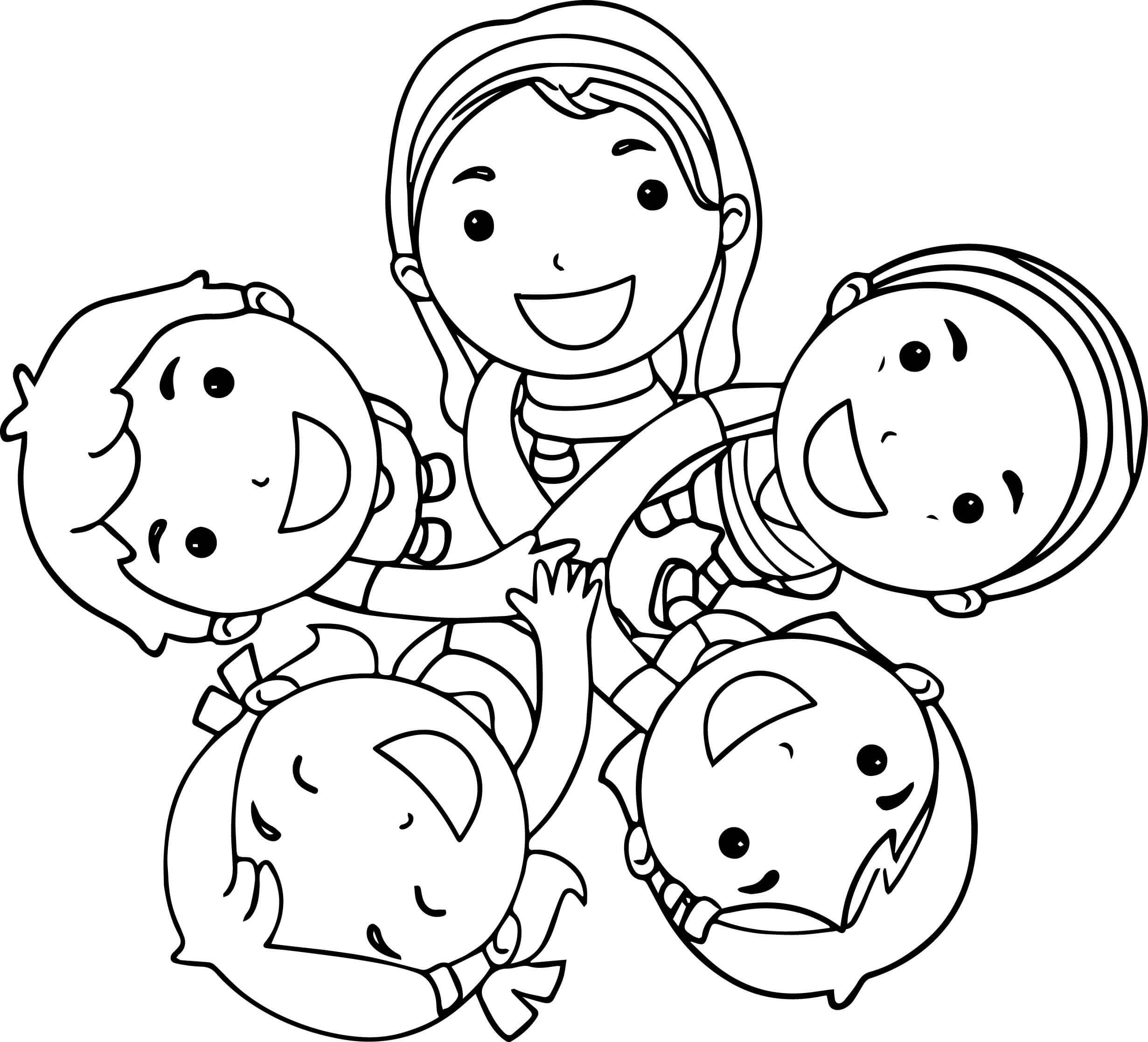 Dibujo de Cinco Amistad para Colorear