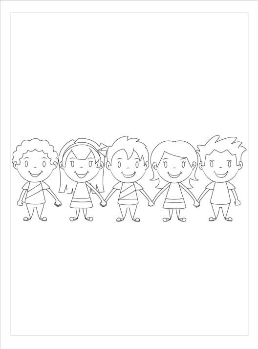 Dibujo de Diversin de Cinco Amigos para Colorear