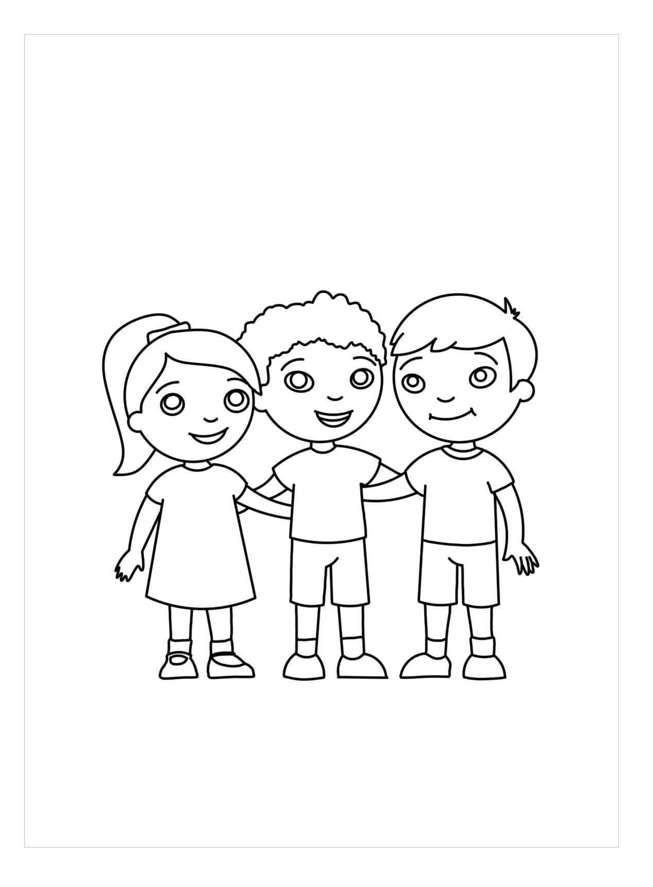 Dibujo de Diversin de Tres Amigos para Colorear