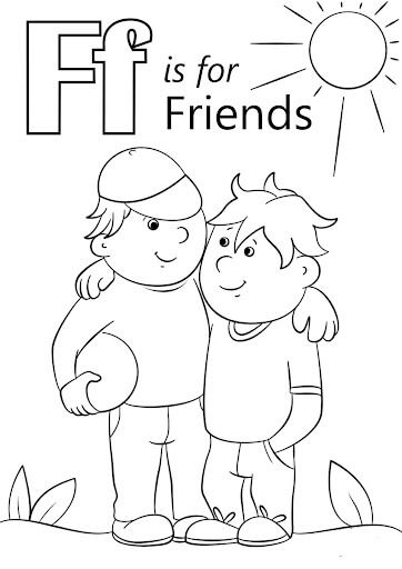 Dibujo de La Letra F Es para Amigos para Colorear