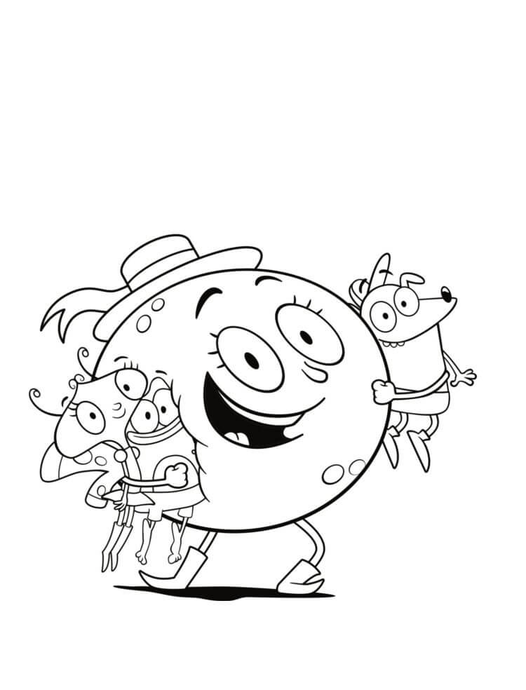 Dibujo de Luna y Amigos para Colorear