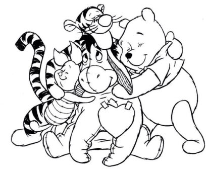 Dibujo de Oso Pooh y Sus Amigos para Colorear