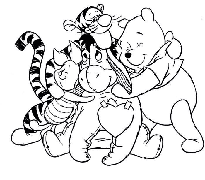 Dibujo de Oso Pooh y Sus Amigos para Colorear