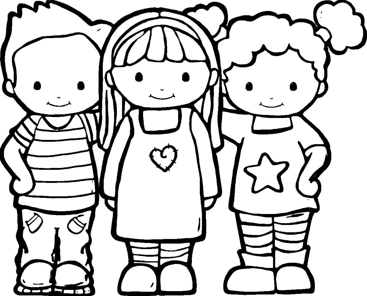 Dibujo de Tres Amigos para Colorear