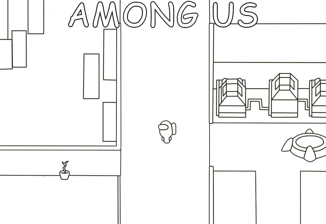 Dibujo de Among Us Barco Grande 1 para Colorear