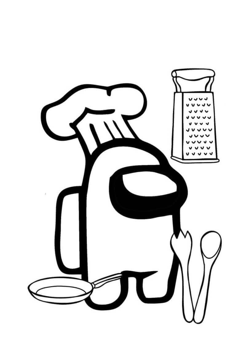 Dibujo de Among Us Cocinero 1 para Colorear