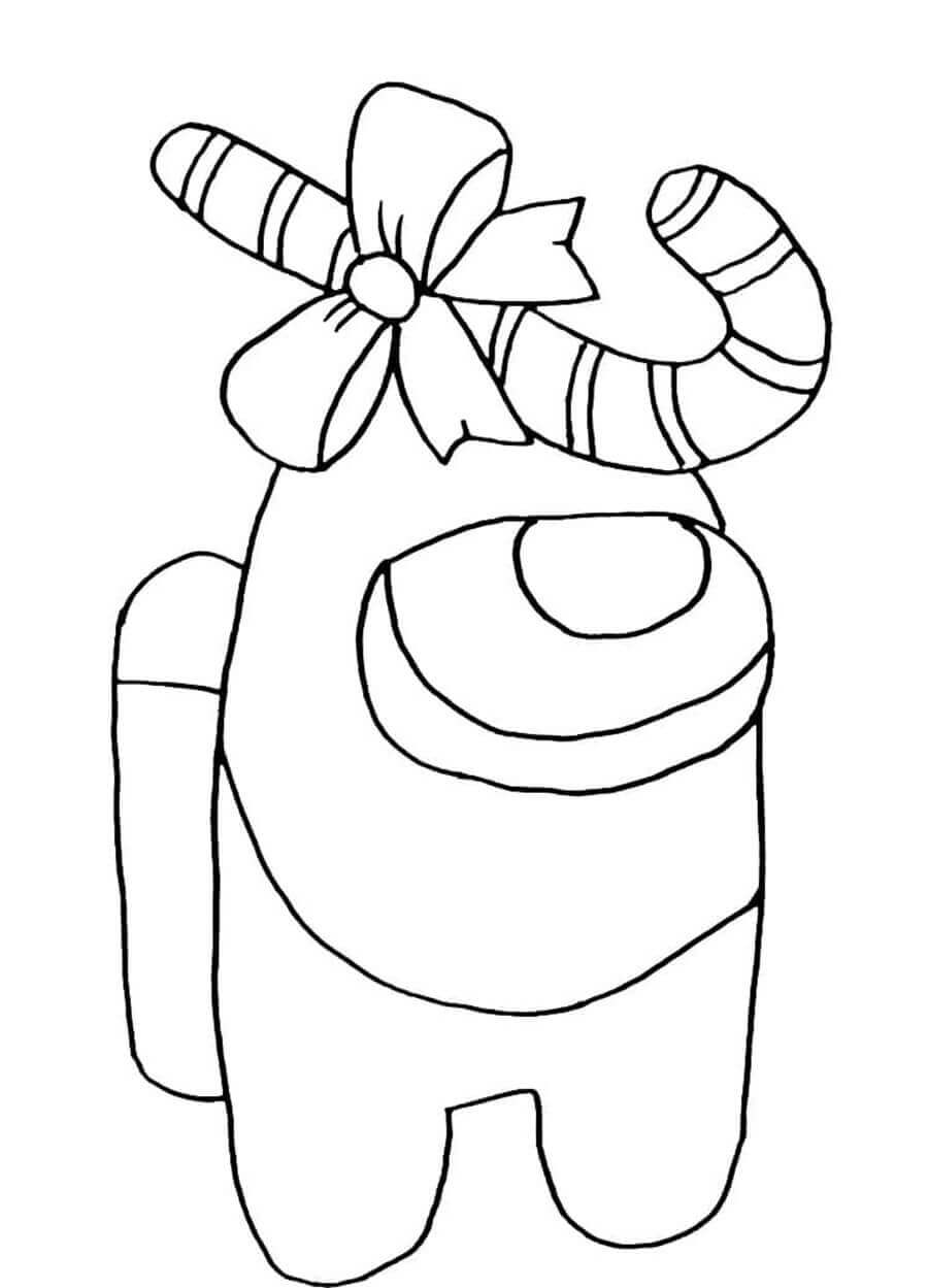 Dibujo de Among Us con Bastn de Caramelo 1 para Colorear