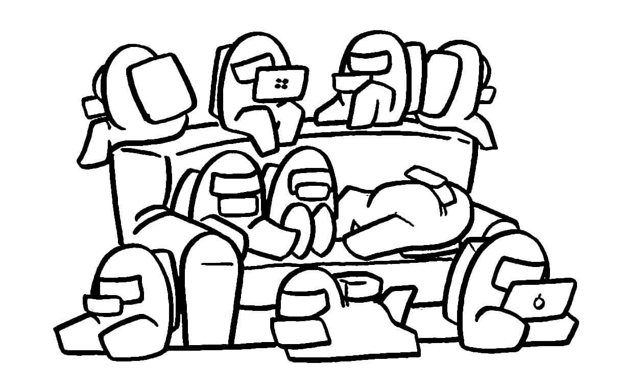 Dibujo de Among Us en Casa 1 para Colorear