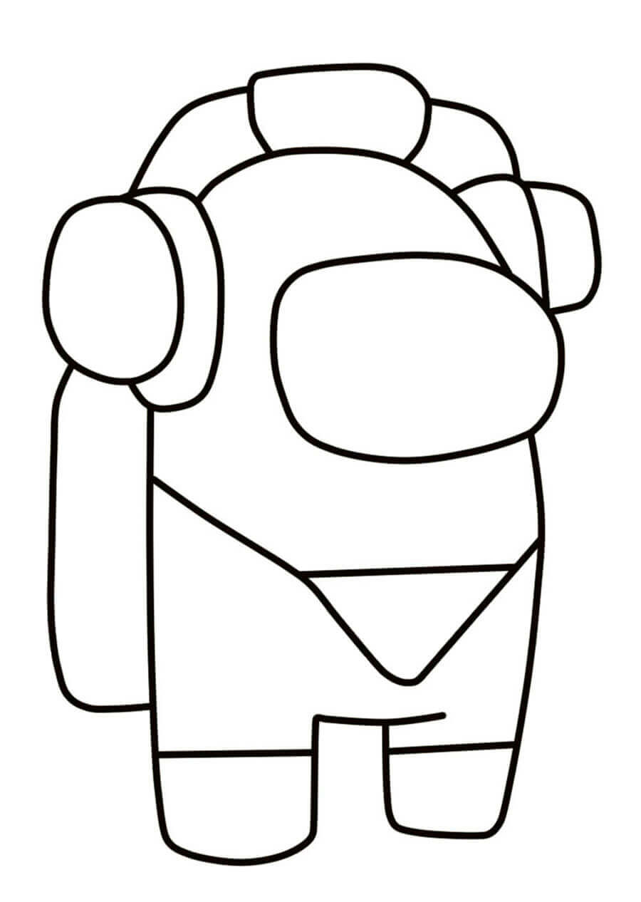 Dibujo de Among Us Escuchando Msica 1 para Colorear