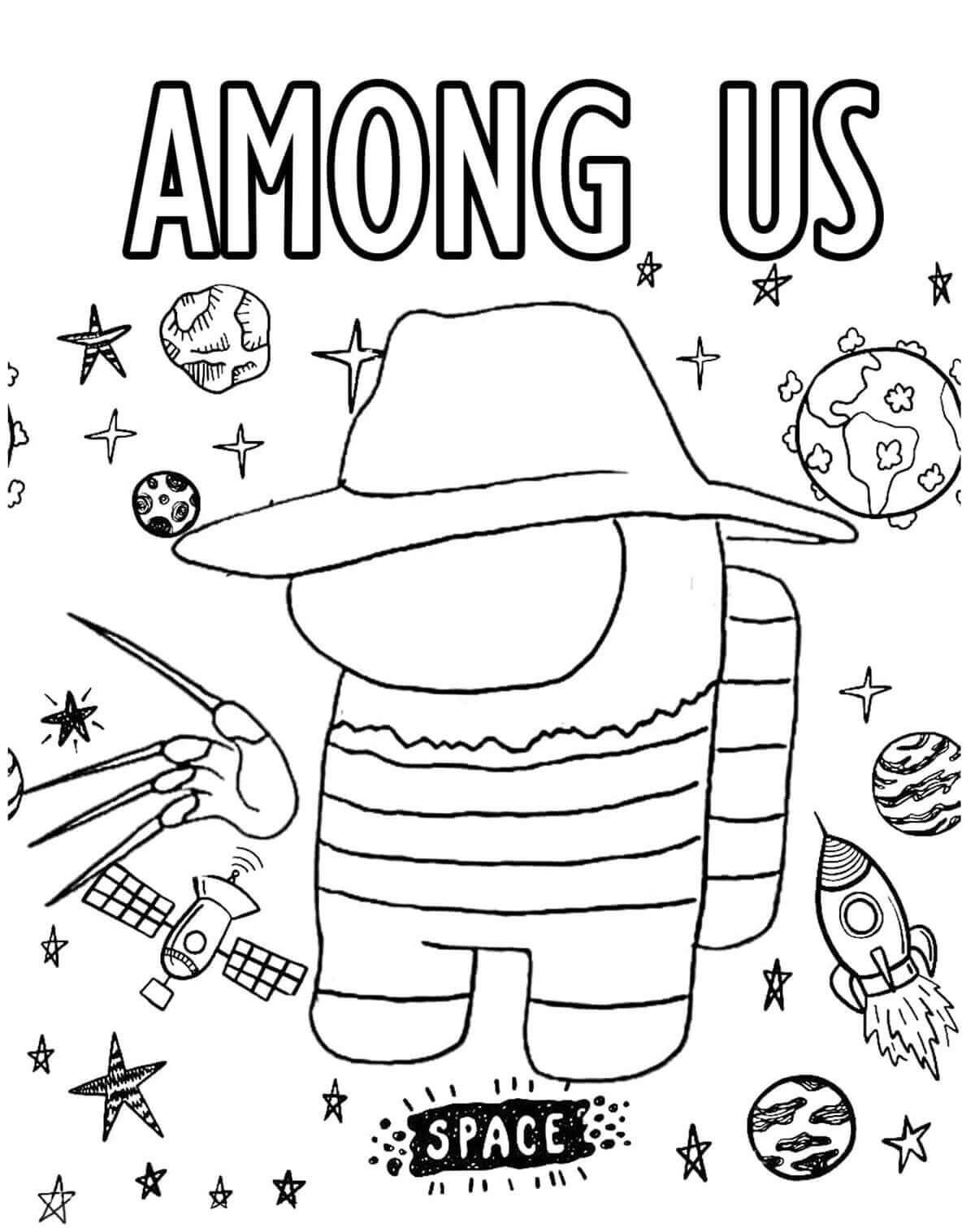 Dibujo de Among Us Freddy Krueger 1 para Colorear