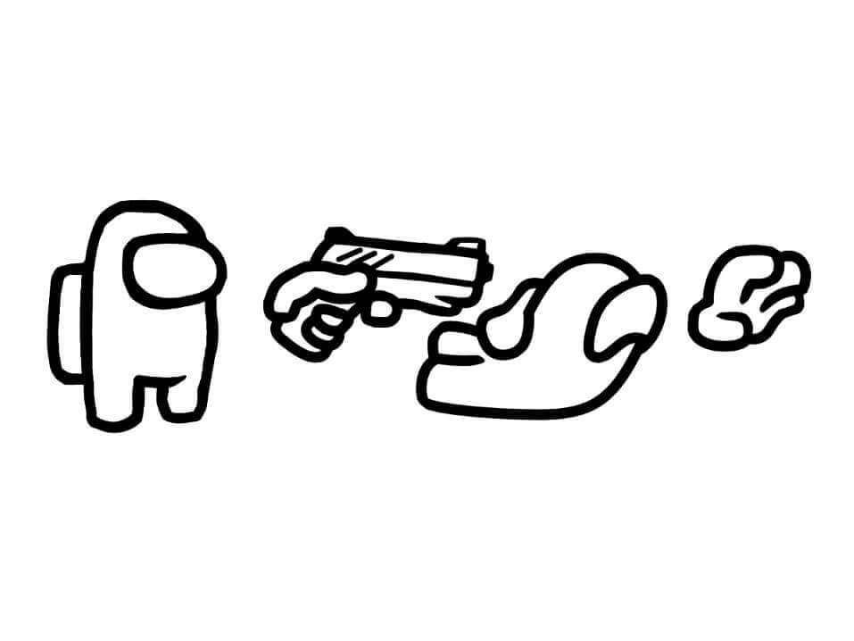 Dibujo de Among Us Matar con Pistola para Colorear