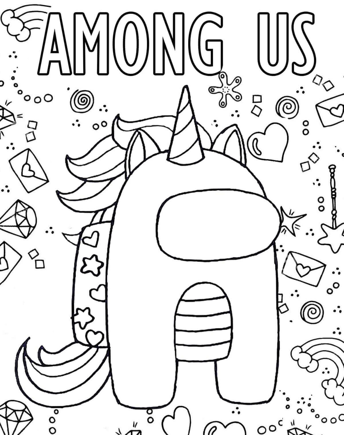 Dibujo de Among Us Unicornio 1 para Colorear