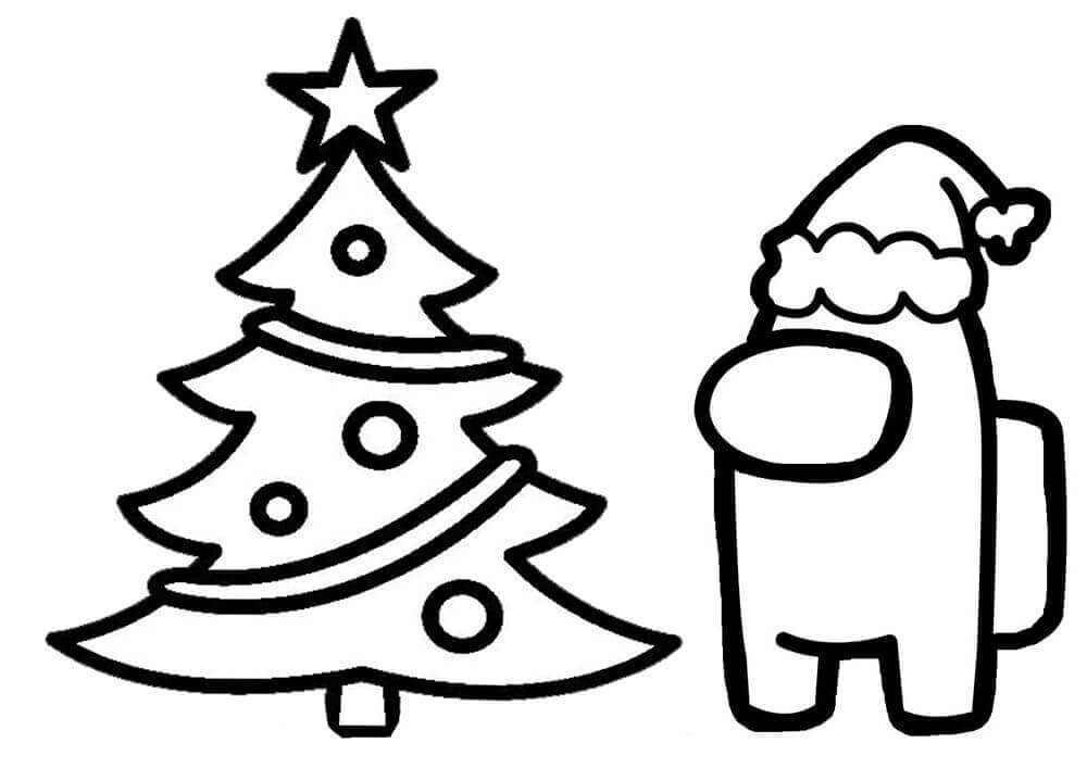 Dibujo de Among Us Rbol de Navidad 1 para Colorear