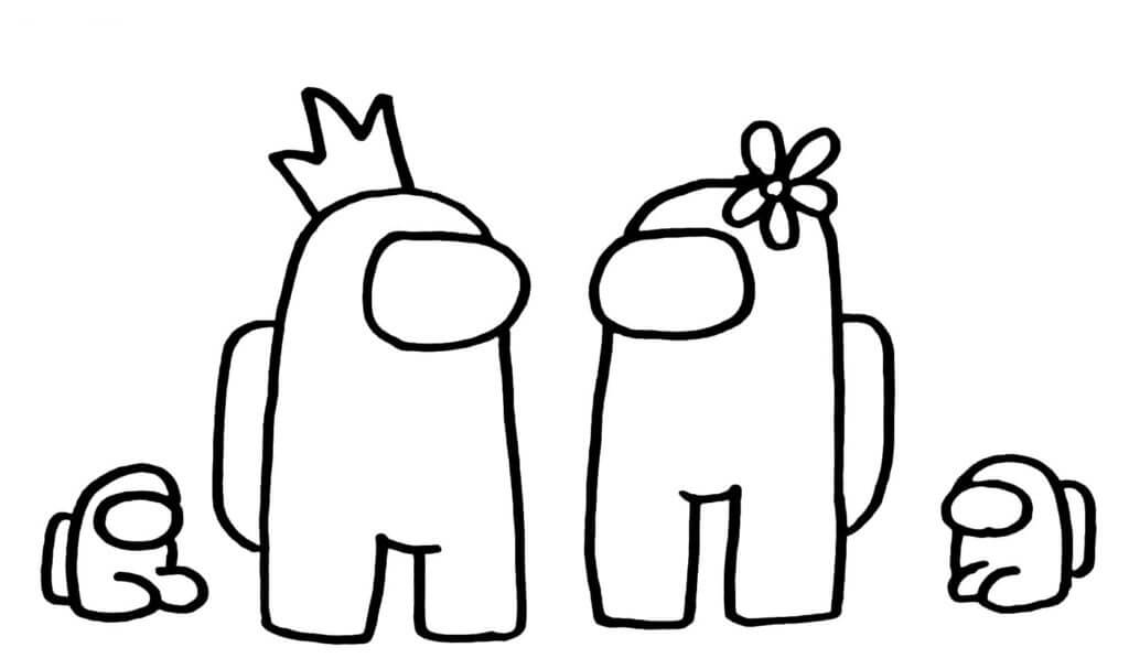 Dibujo de Familia Among Us 1 para Colorear