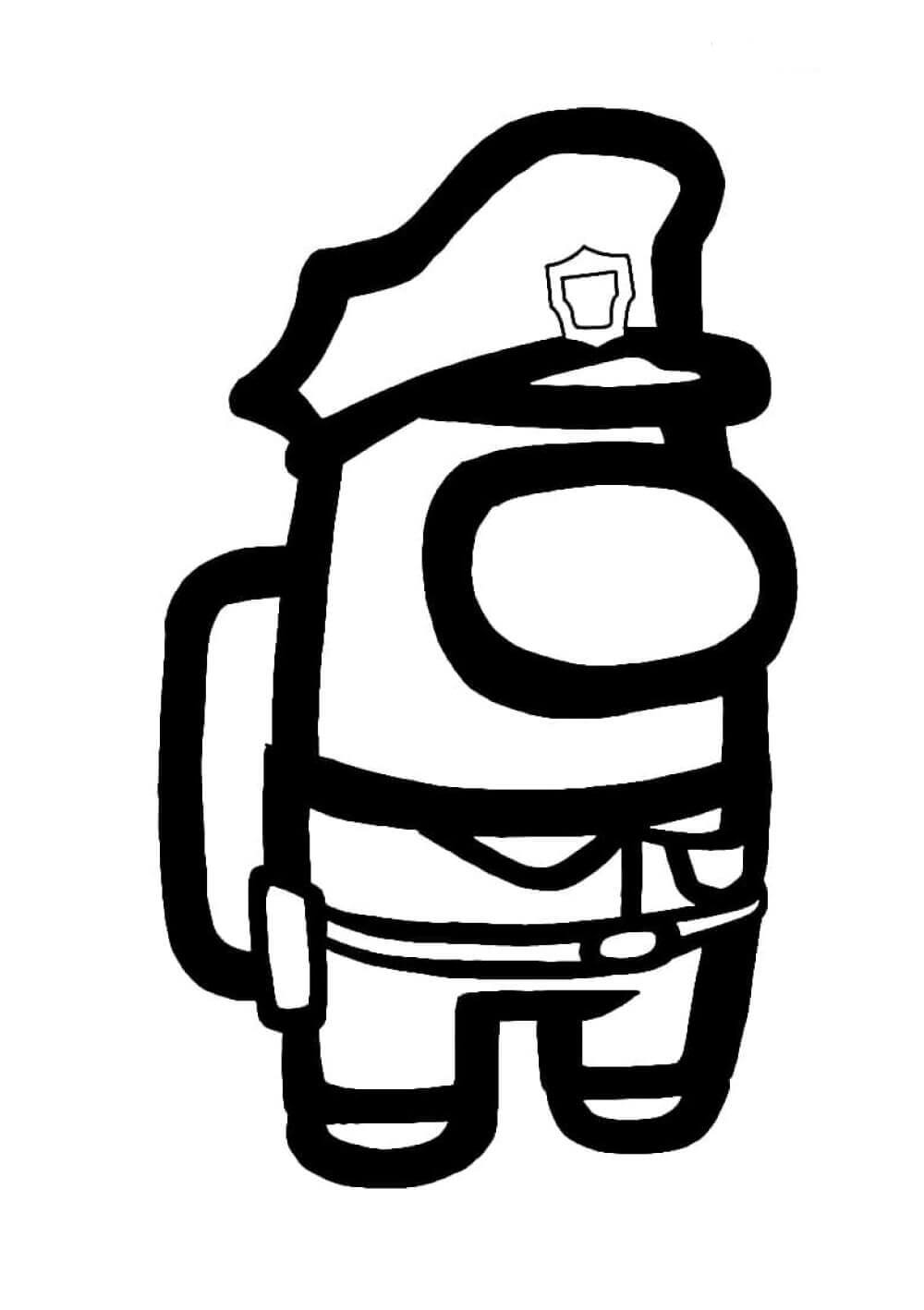 Dibujo de Paquete de Polica Among Us 1 para Colorear