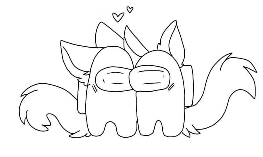 Dibujo de Una Pareja de Among Us para Colorear