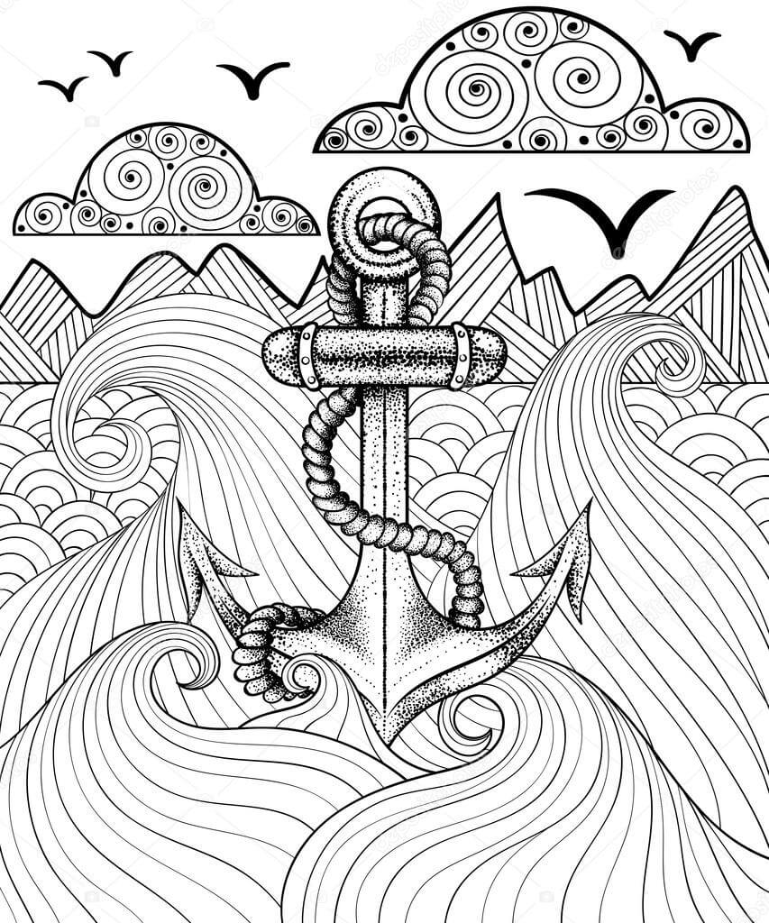 Dibujo de Ancla Zentangle para Colorear