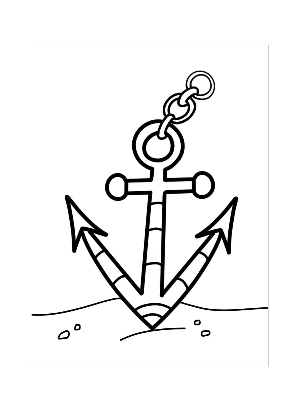 Dibujo de Ancla en el Mar para Colorear