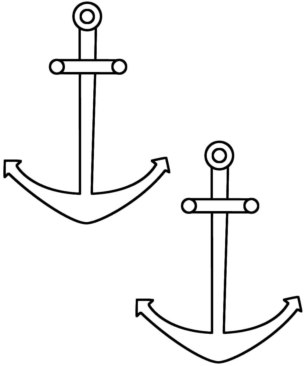 Dibujo de Dos Anclas para Colorear