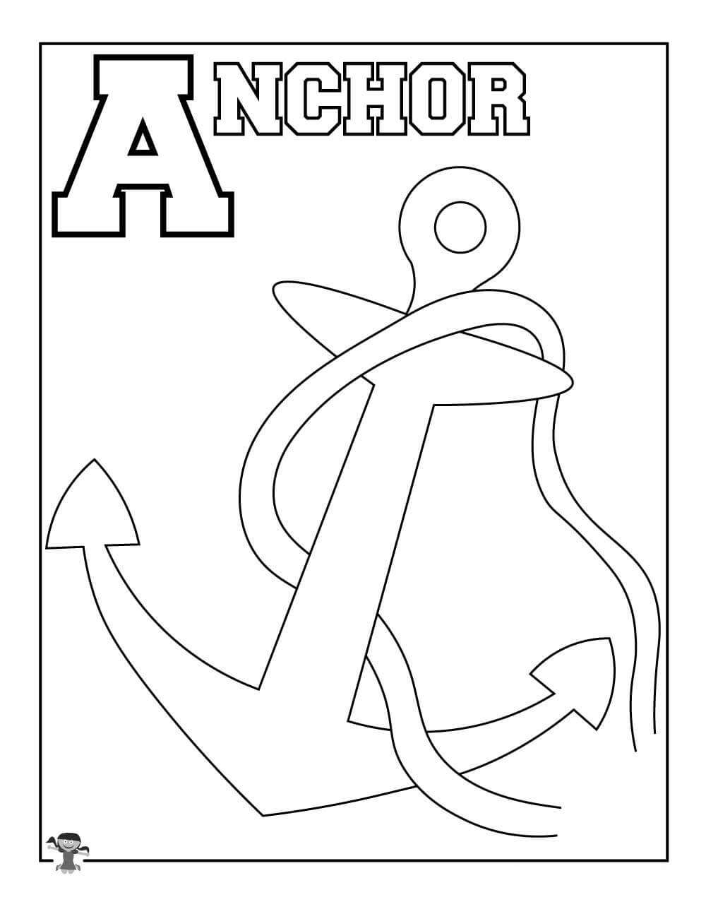 Dibujo de La Letra a Simple Es para Anchor para Colorear