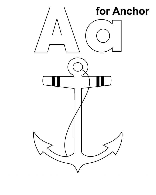 Dibujo de Letra a Bsica para Ancla para Colorear