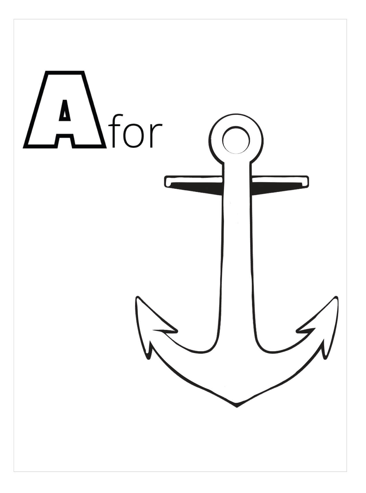 Dibujo de Letra a Es para Ancla para Colorear