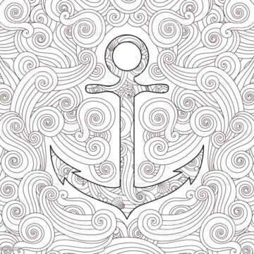 Dibujo de Mandala de Ancla para Colorear
