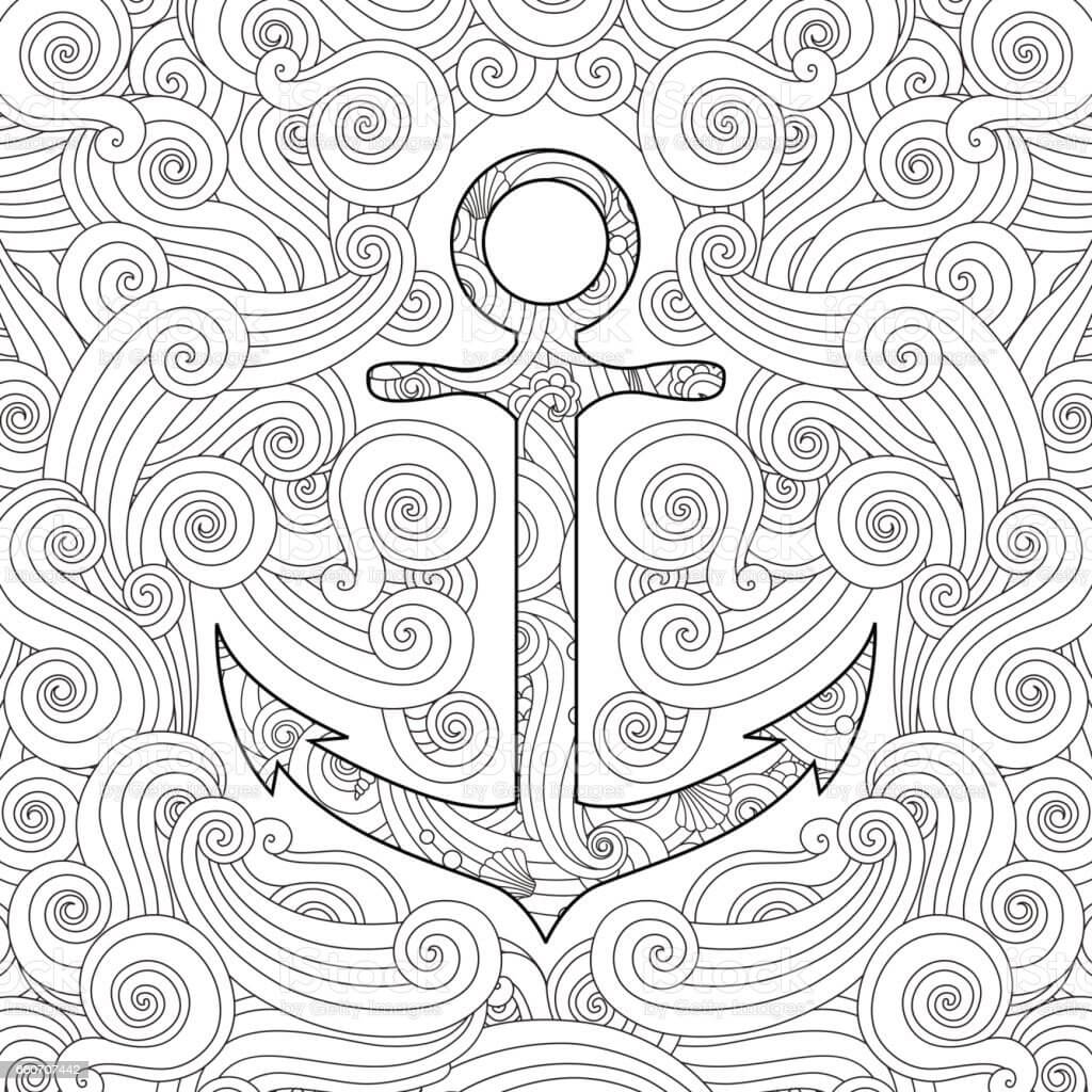 Dibujo de Mandala de Ancla para Colorear