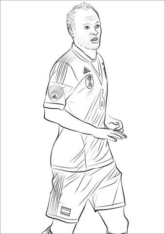 Dibujo de Andrs Iniesta Corriendo para Colorear