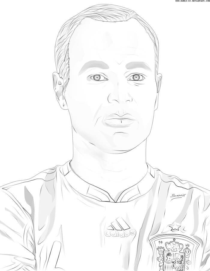 Dibujo de Enfrntate a Andrs Iniesta para Colorear