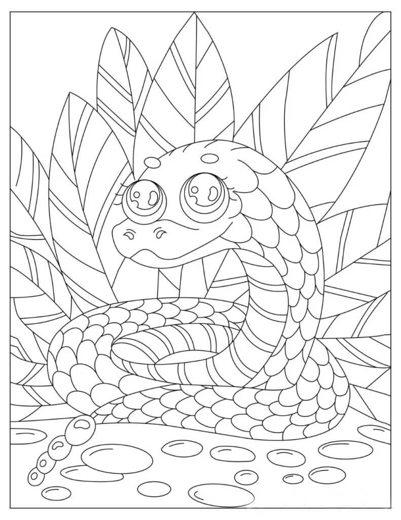 Dibujo de Linda Serpiente Sonriendo para Colorear