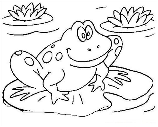 Dibujo de Rana en Hoja Sonriente para Colorear