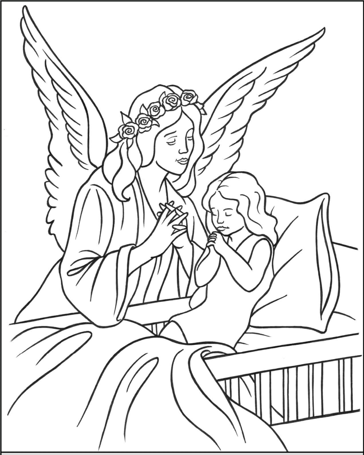 Dibujo de Ángel con niño para Colorear