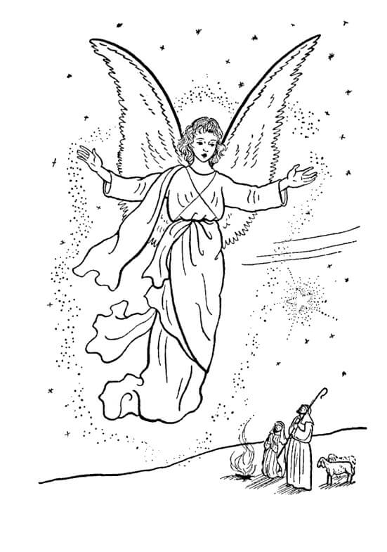Dibujo de Ángel de Navidad para Colorear
