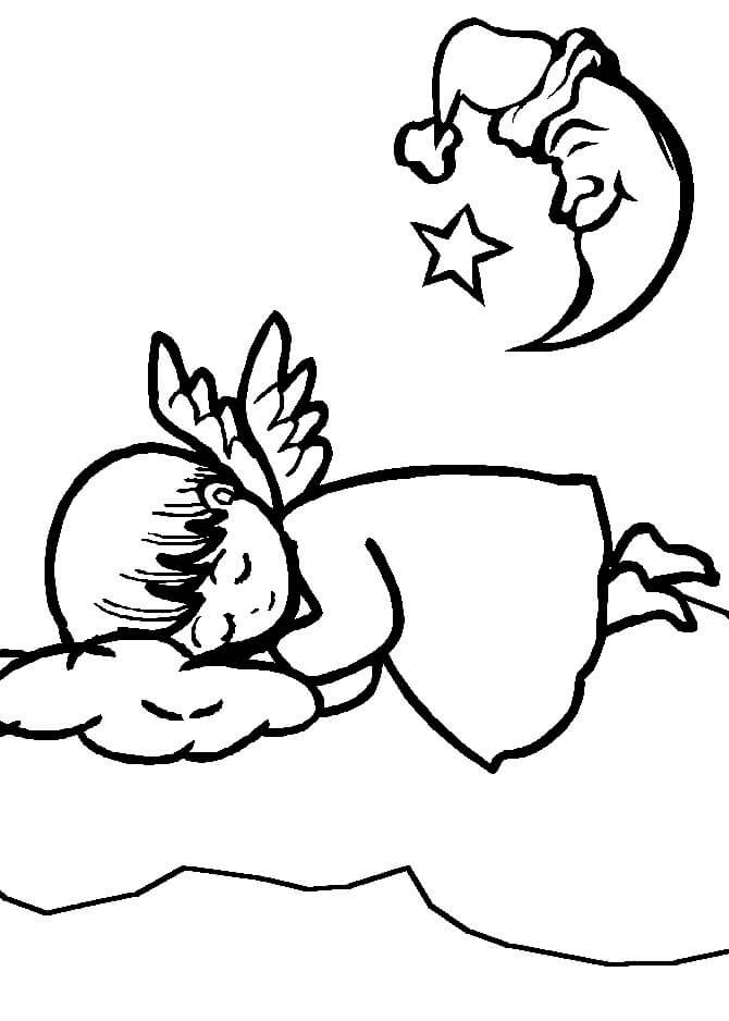 Dibujo de Ángel Durmiendo para Colorear